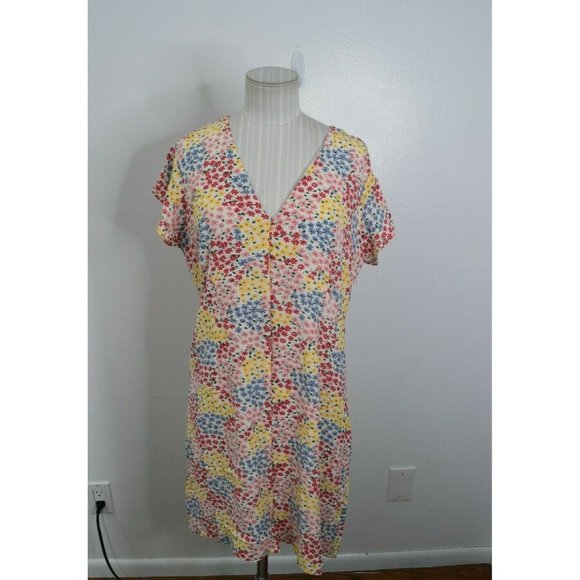 RAILS Helena Large Crepe Mini Dress Floral Button Front Flower Meadows White - Picture 1 of 7